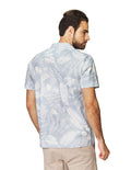 Camisas Para Hombre Bobois Moda Casuales De Manga Corta Con Estampado Relaxed Fit B41562 Azul