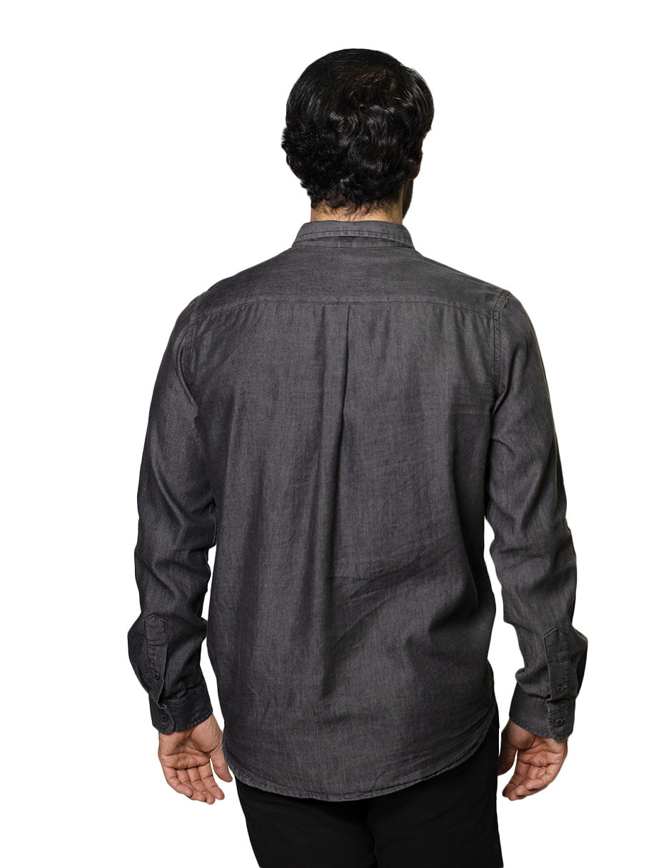 Camisas Para Hombre Tipo Mezclilla Relaxed Fit BMEZC Negro