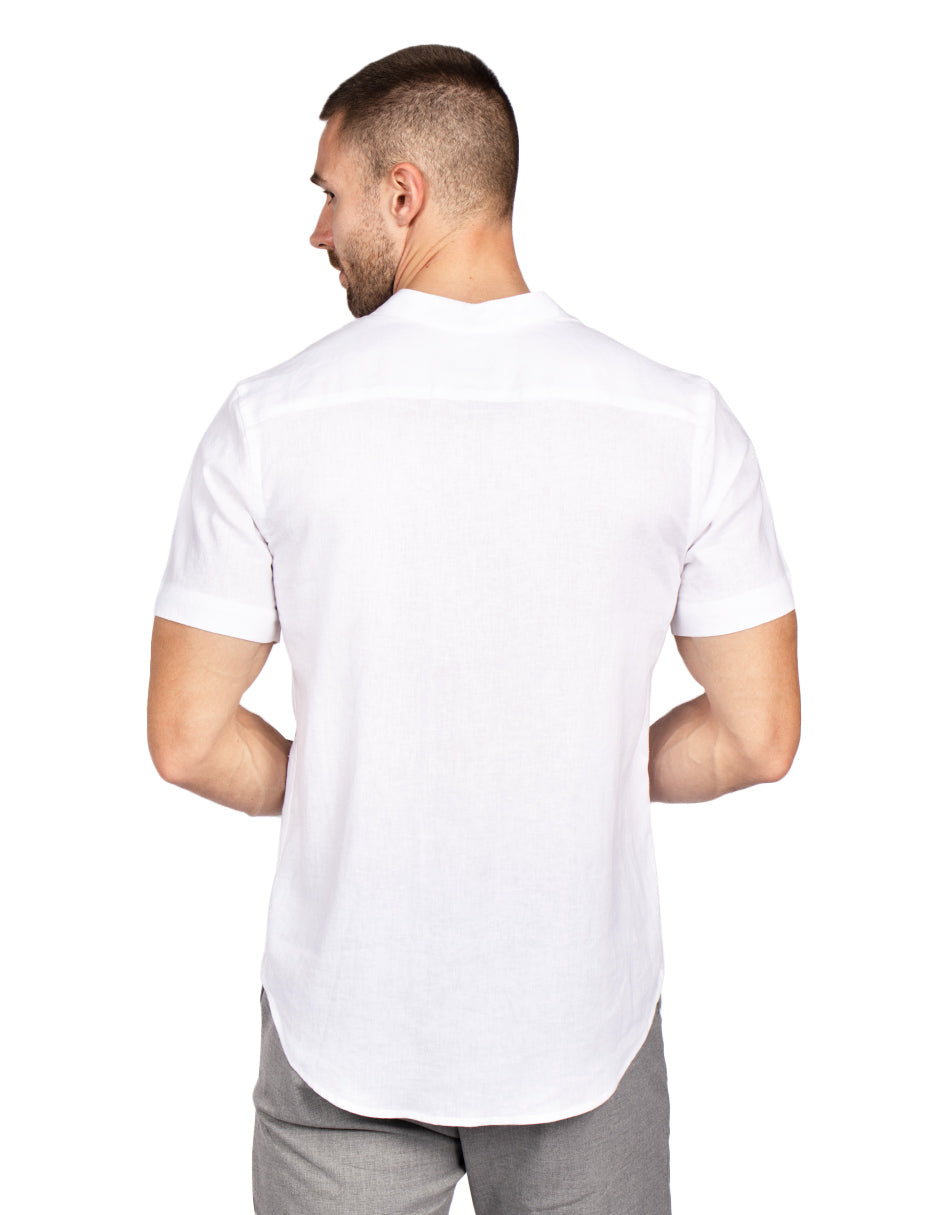 Camisas Para Hombre Relaxed Fit Lino B51373 Blanco
