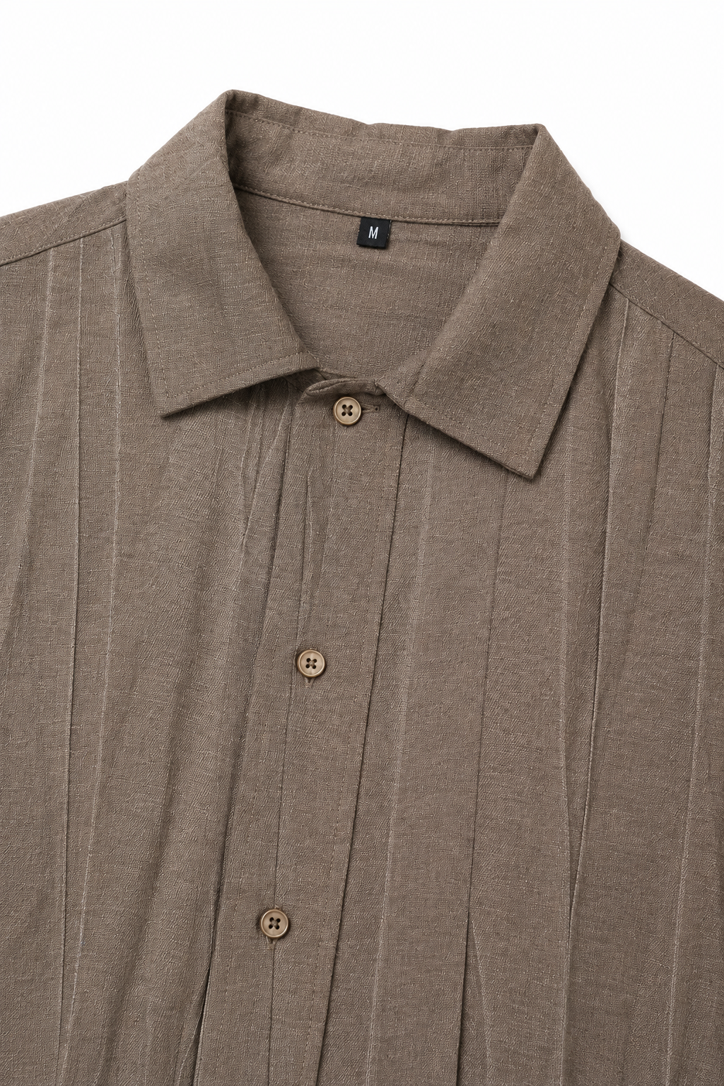 Camisas Para Hombre Manga Larga Tencel Con Lino Non Iron B55409 Cafe