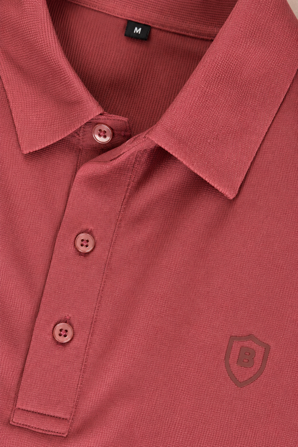 Playeras Polo Para Hombre Spandex Con Textura A55402 Teja