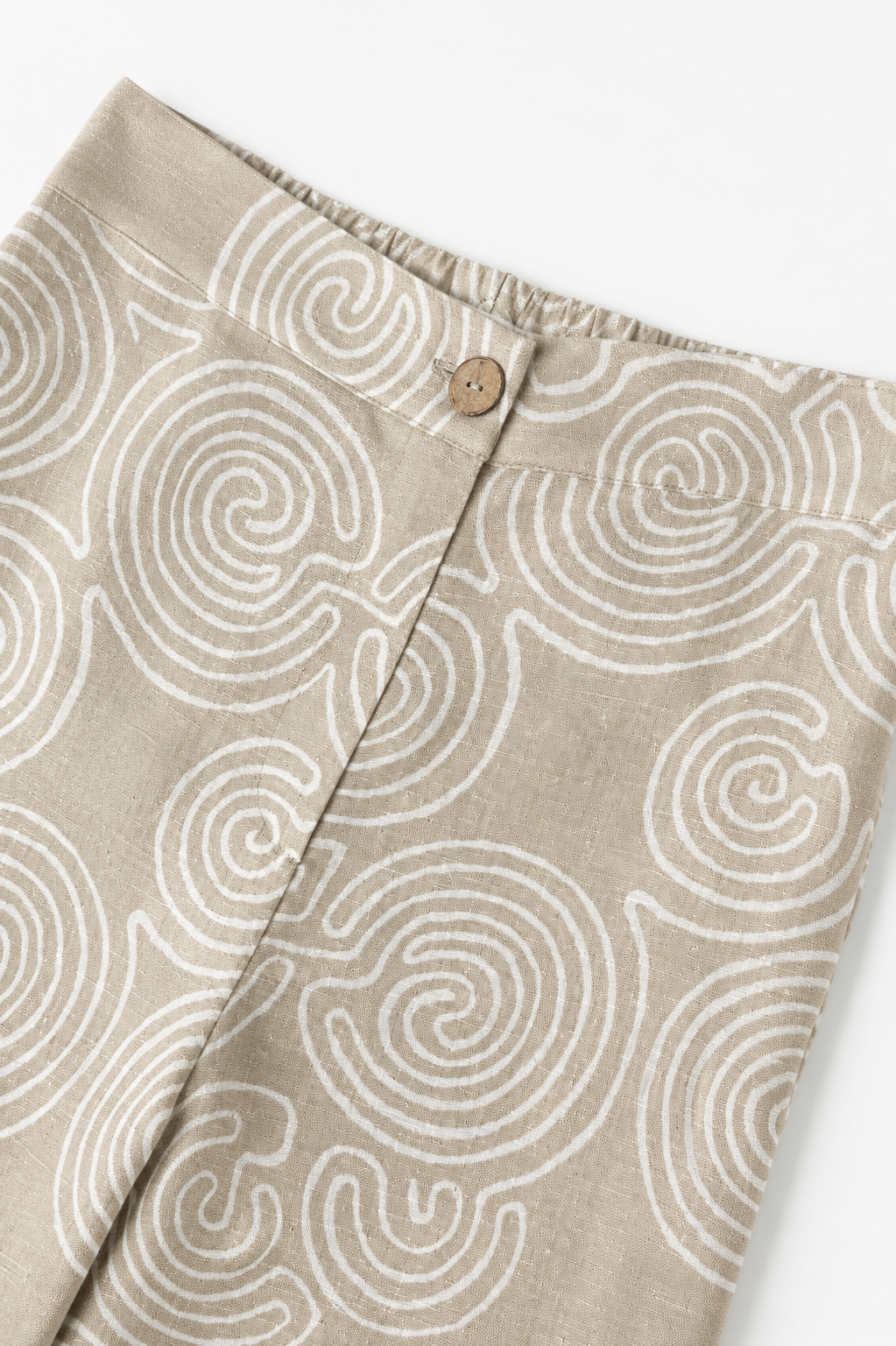 Pantalones Para Mujer Lino Estampado Espiral W61133 Arena