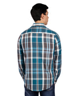 Camisas Para Hombre Manga Larga Bambú Cuadros B51336 Gris