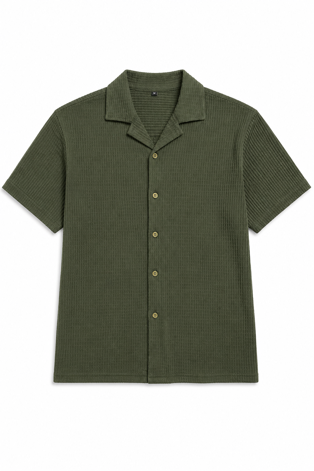 Camisas Para Hombre Manga Corta Tejido Tableado B65453 Militar