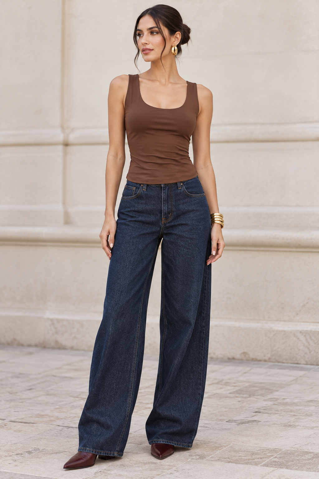 Blusas Para Mujer Sin Mangas Básica De Licra N63110 Café