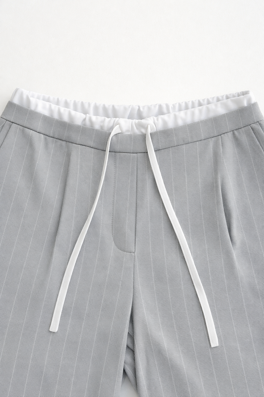 Pantalones Para Mujer De Rayas Cintura Doble W61100 Gris