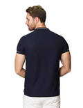 Playeras Polo Para Hombre De Manga Corta Con Detalle En Mangas A41412 Marino