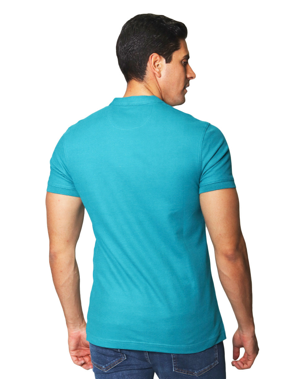 Playeras Polo Para Hombre Lisa De Manga Corta Cuello Mao APCMAO Esmeralda