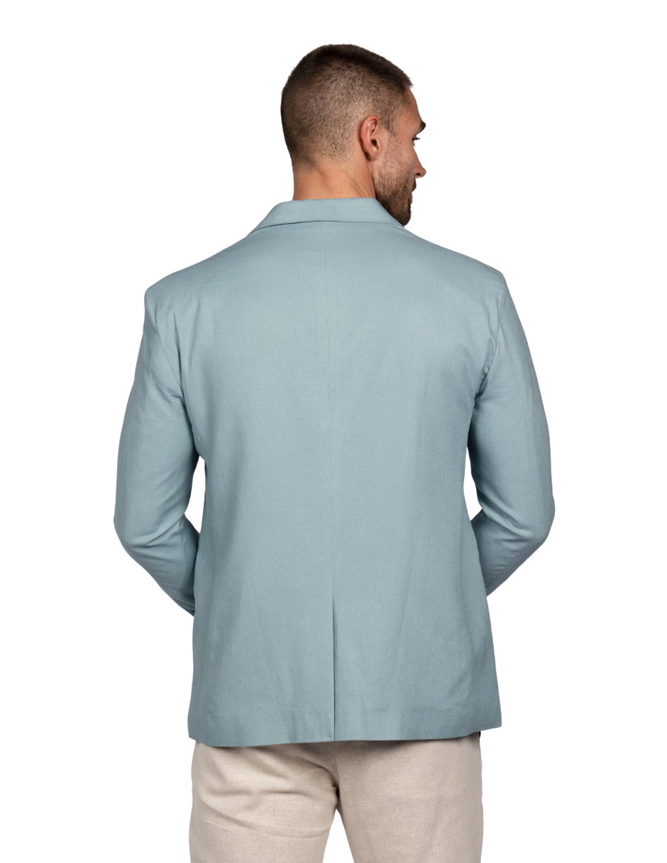 Blazers Para Hombre Casuales De Lino F51301 Aqua