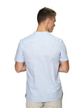Camisas Para Hombre Bobois Moda Casuales Manga Corta Cuello Mao Tipo Lino Lisa Basica Slim Fit B31360 Cielo