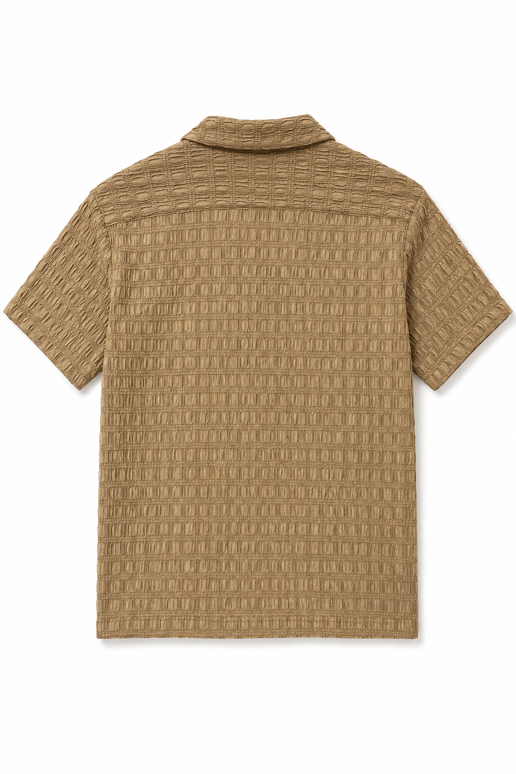 Camisa para Hombre Manga Corta Resort Jacquard Super Stretch Antiarrugas B61457 Kaki