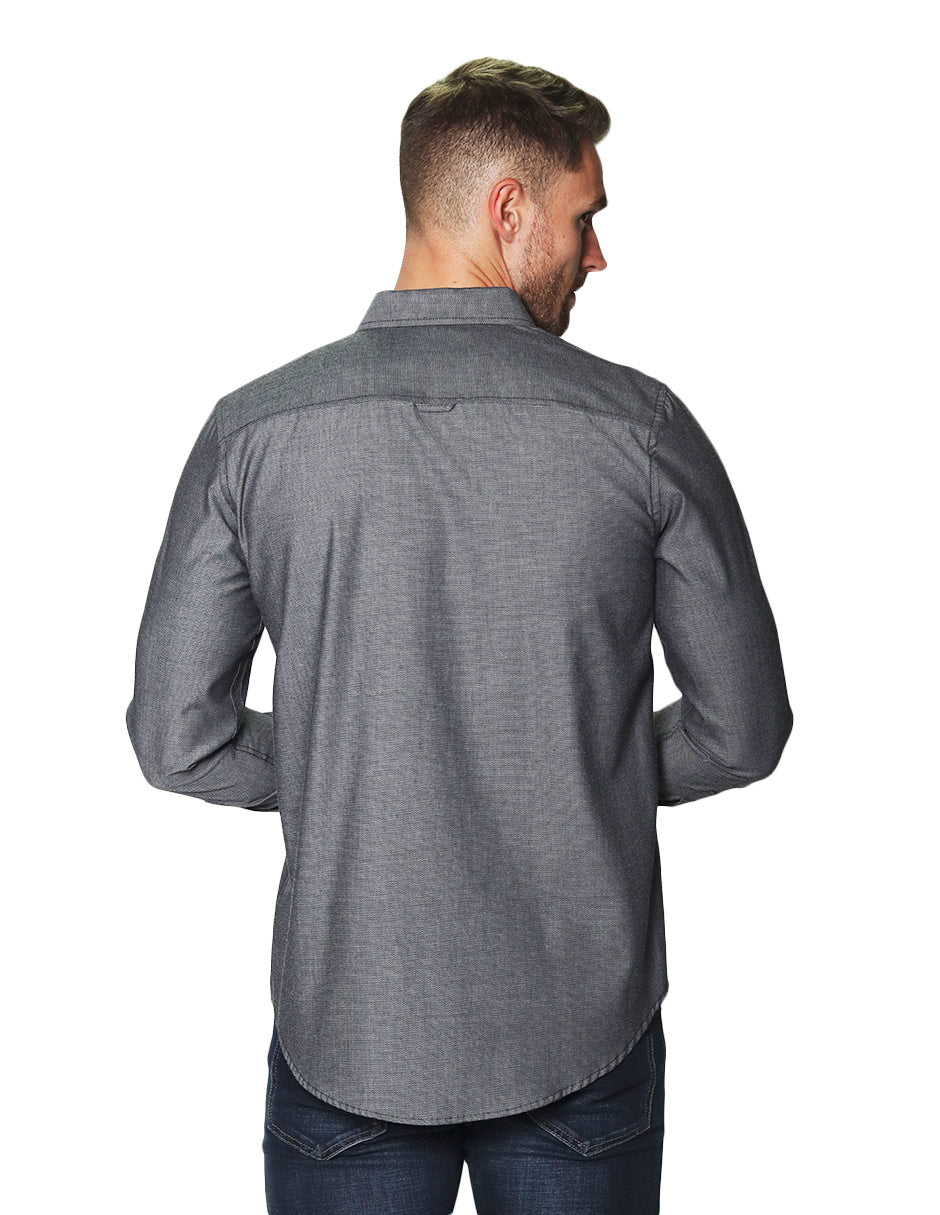 Camisas Para Hombre Manga Larga Lisa B45101 Oxford
