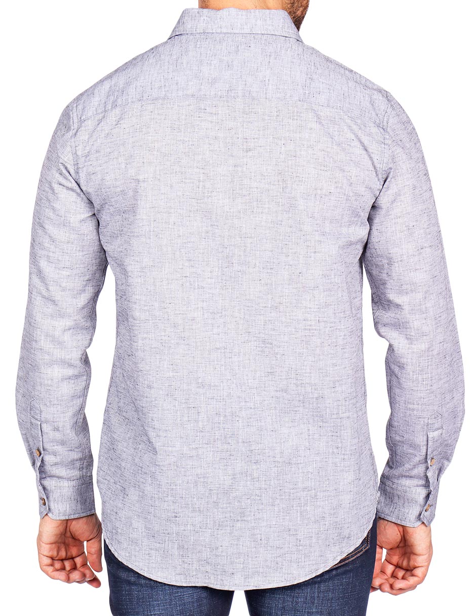 Camisas Para Hombre Tipo Lino Regular Fit B51321 Gris