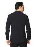 Camisas Para Hombre Bobois Moda Casuales De Manga Larga Lisa Basica Slim Fit B35321 Negro