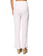 Pantalones Para Mujer Basico Corrugado De Tiro Alto W41142 Hueso