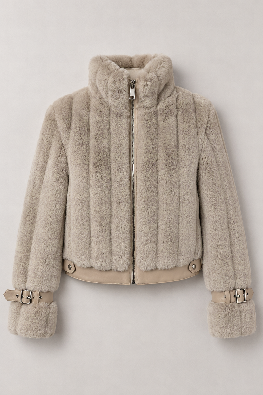 Chamarras Para Mujer Tipo Peluche Puños Ajustables Q43206 Beige