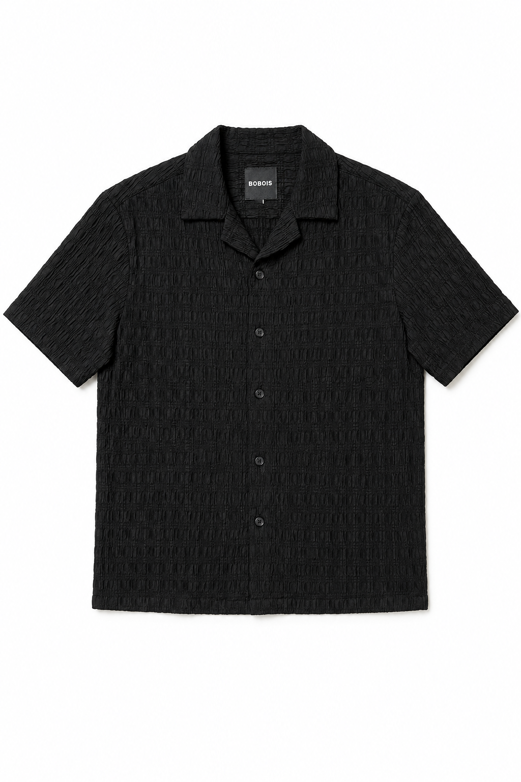 Camisa para Hombre Manga Corta Resort Jacquard Super Stretch Antiarrugas B61457 Negro