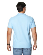 Playeras Polo Para Hombre De Manga Corta Lisa Basica Con Logo Bordado Slim Fit APOLOB Cielo