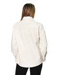 Chamarras Para Mujer Chaqueta Camisola De Piel Vegana Con Bolsas Q33201 Crema