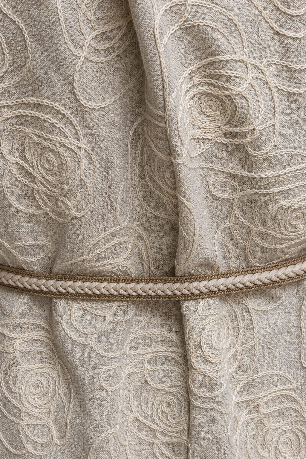 Vestidos Para Mujer Manga Ranglan Bordado Con Cinto S61119 Natural