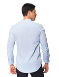 Camisas Para Hombre Bobois Moda Casuales De Manga Larga Cuello Mao De Algodon Ligero Regular Fit B41312 Azul