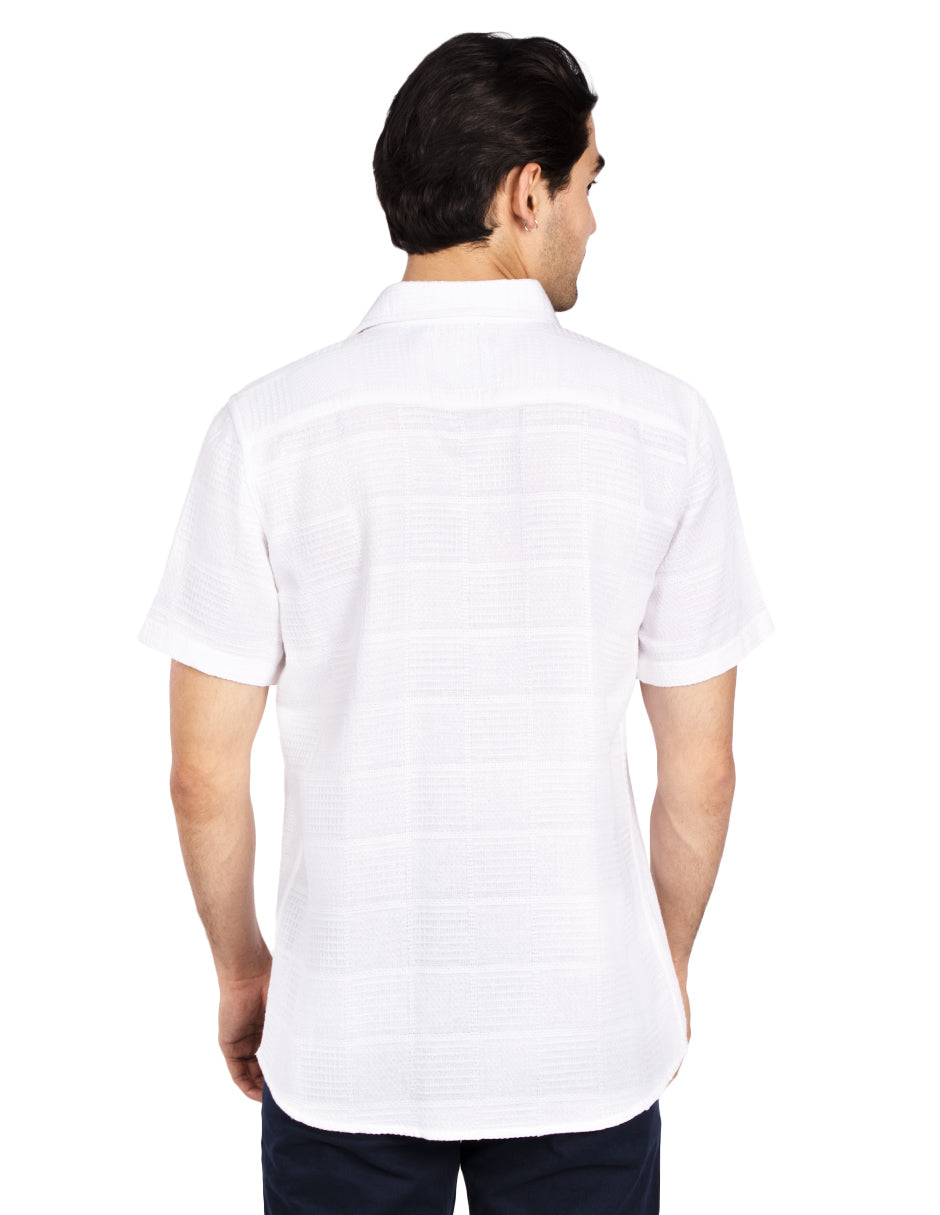 Camisas Para Hombre Textura Jacquard B51367 Blanco
