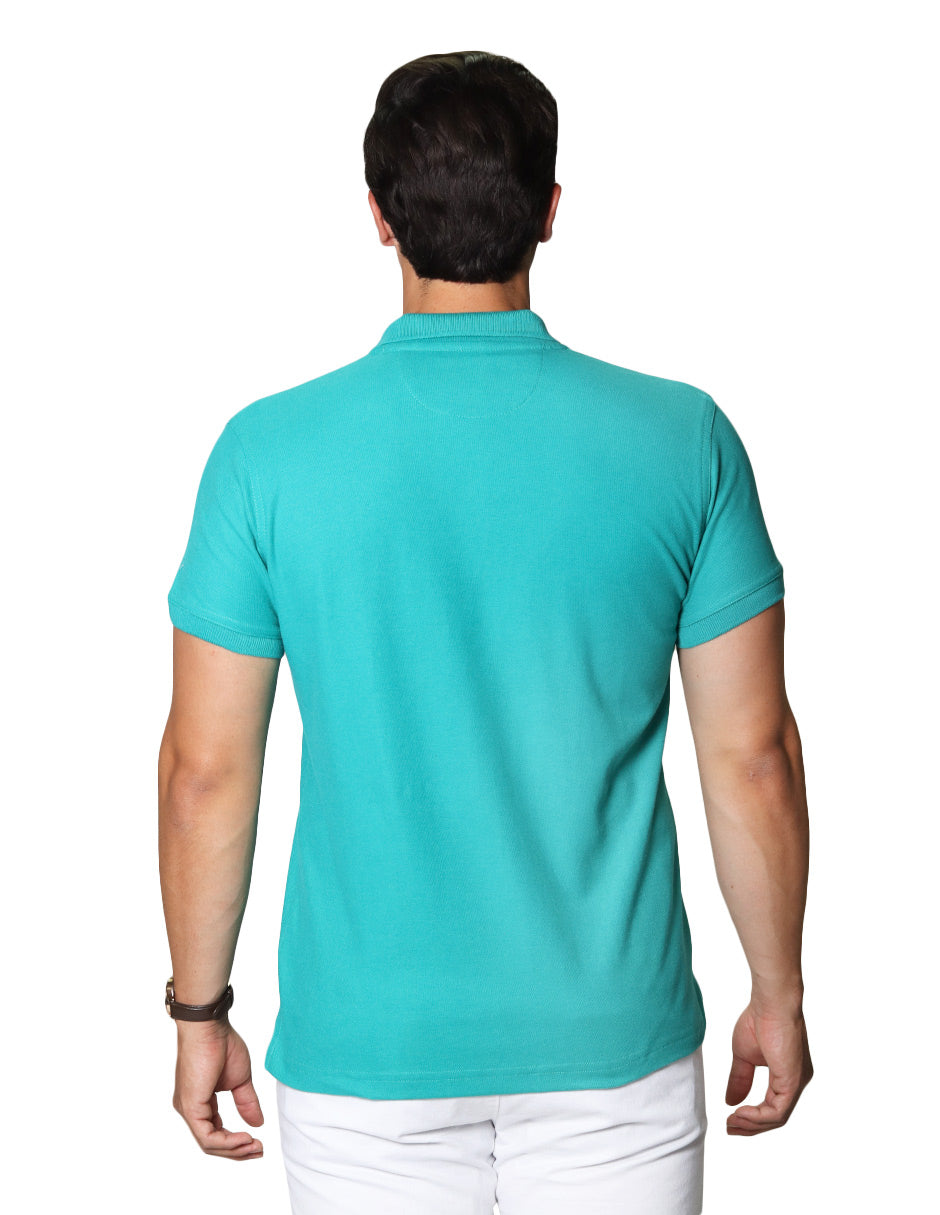 Playeras Polo Para Hombre De Manga Corta Lisa Basica Con Logo Bordado Slim Fit APOLOB Jade