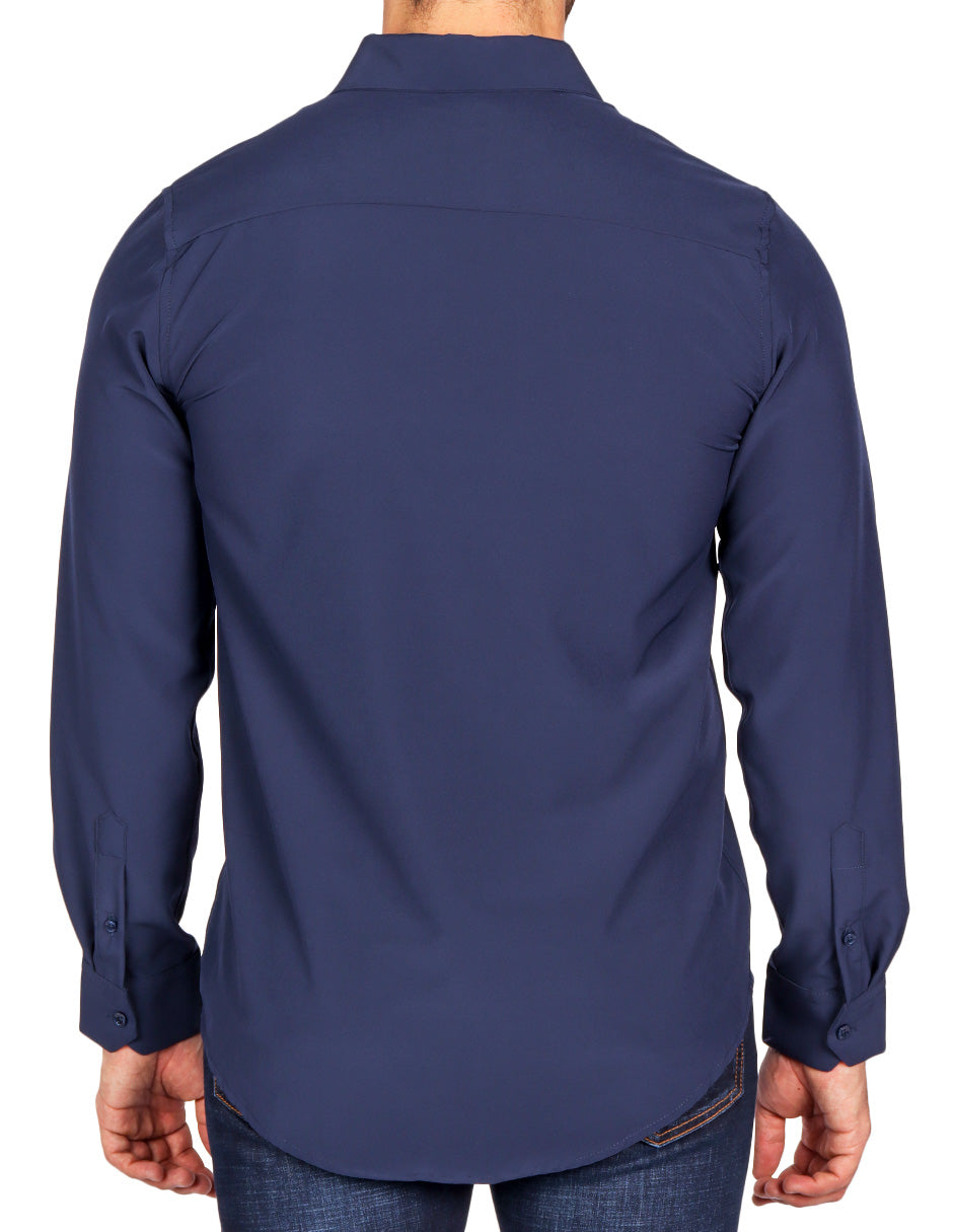 Camisas Para Hombre Regular Fit Sin Arrugas BPOP4W Marino