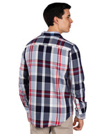 Camisas Para Hombre Manga Larga Bambú Cuadros B51336 Rojo