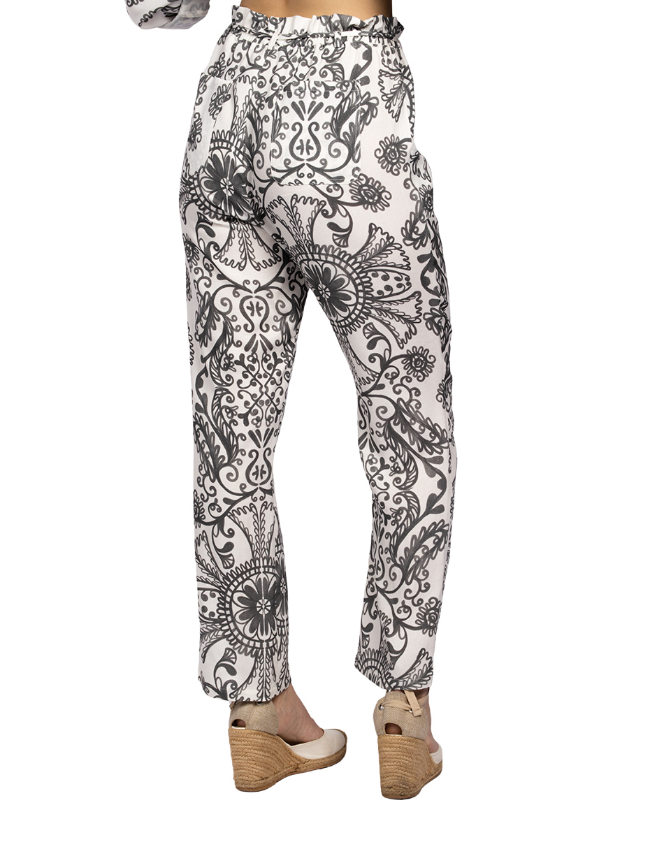 Pantalones Para Mujer Floreados Con Cinto W51127 Unico