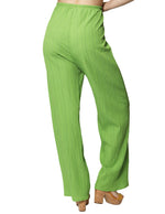Pantalones Para Mujer Basico Corrugado De Tiro Alto W41142 Verde