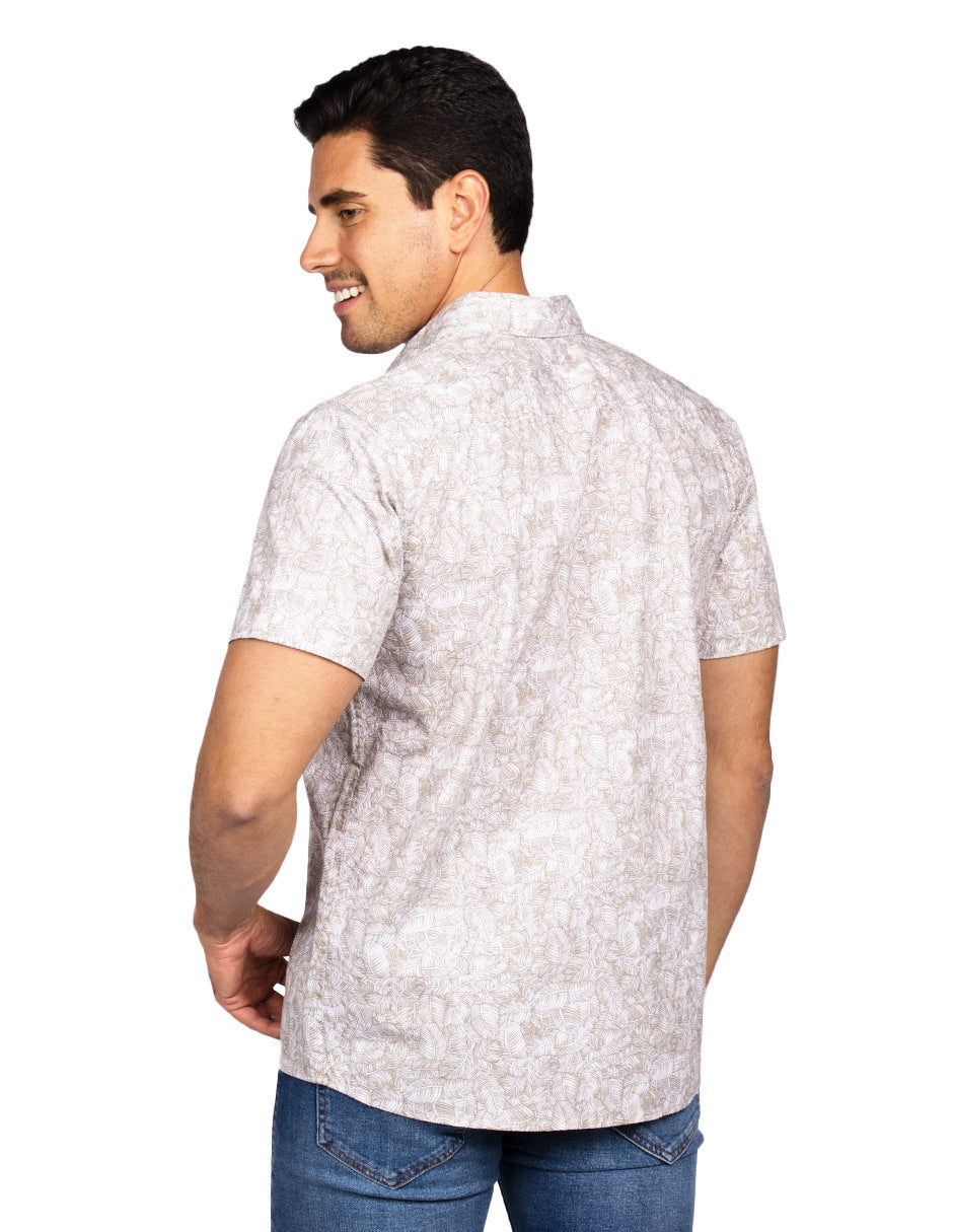 Camisas Para Hombre Estilo Lino B51366 Beige
