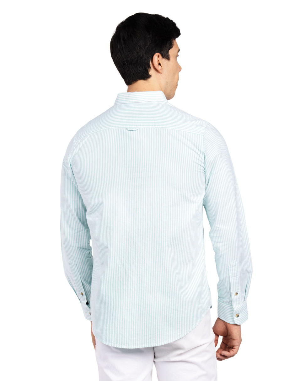 Camisas Para Hombre Regular Fit Oxford B51113 Verde