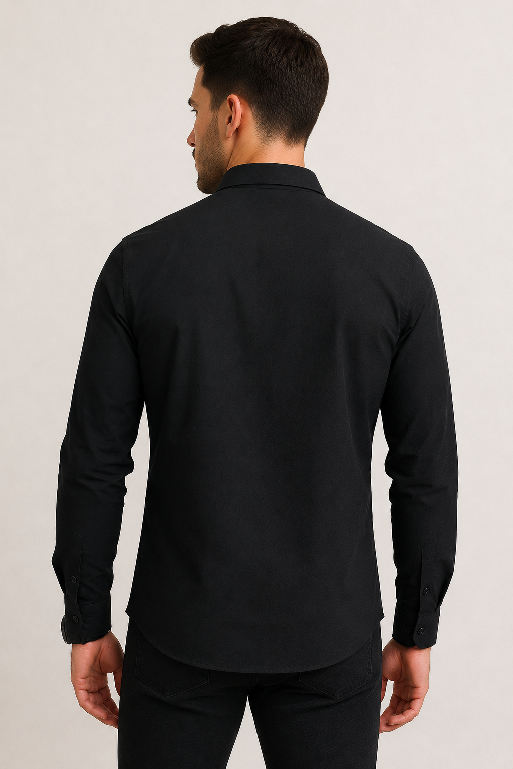 Camisas Para Hombre Formal Básica Lisa Libre de Arrugas B55406 Negro