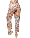 Pantalones Para Mujer Comodo De Tiro Alto Con Estampado Paisley W41114 Unico