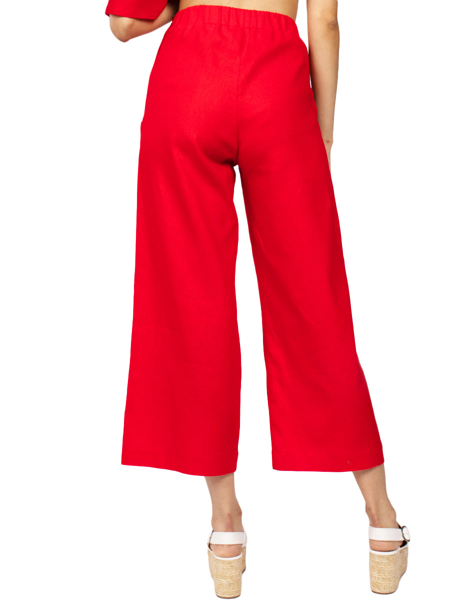Pantalones Para Mujer Tipo Lino Pesquero W51115 Rojo