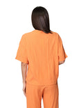 Blusas Para Mujer Oversize LIsa De Manga Corta Cuello Mao Corrugada N41164 Naranja