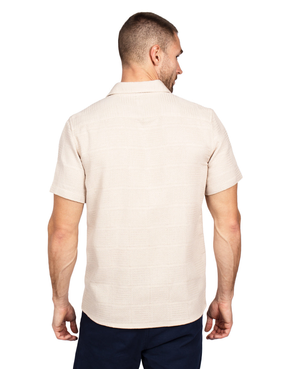 Camisas Para Hombre Textura Jacquard B51367 Kaki
