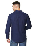 Camisas Para Hombre Jaspeada Manga Larga B45306 Azul