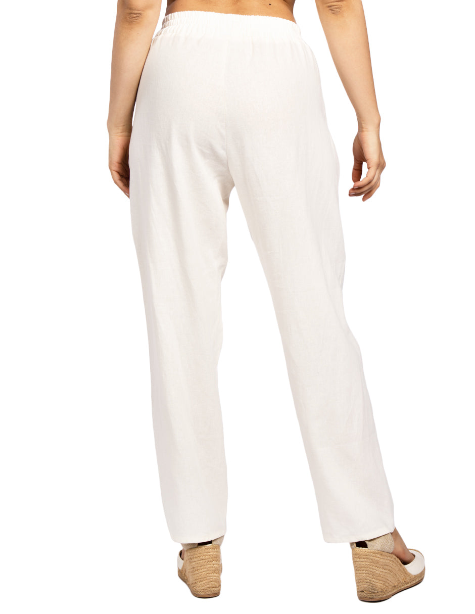 Pantalones Para Mujer Ligero Con Jareta W51114 Crema
