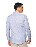 Camisas Para Hombre Bobois Moda Casuales De Manga Larga Con Estampado De Rayas Delgadas Cuello Button Down Regular fit B41212 Azul