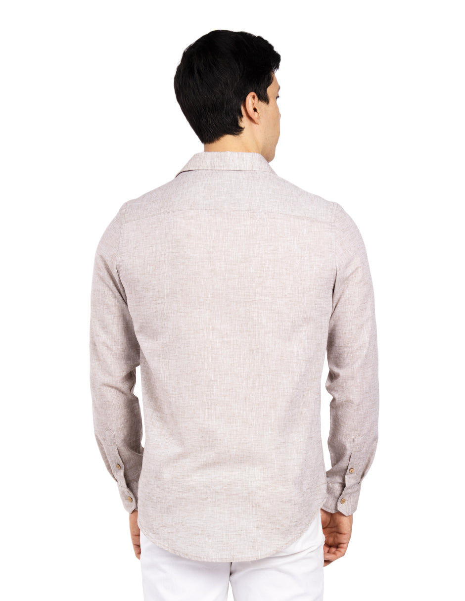 Camisas Para Hombre Tipo Lino Regular Fit B51321 Kaki