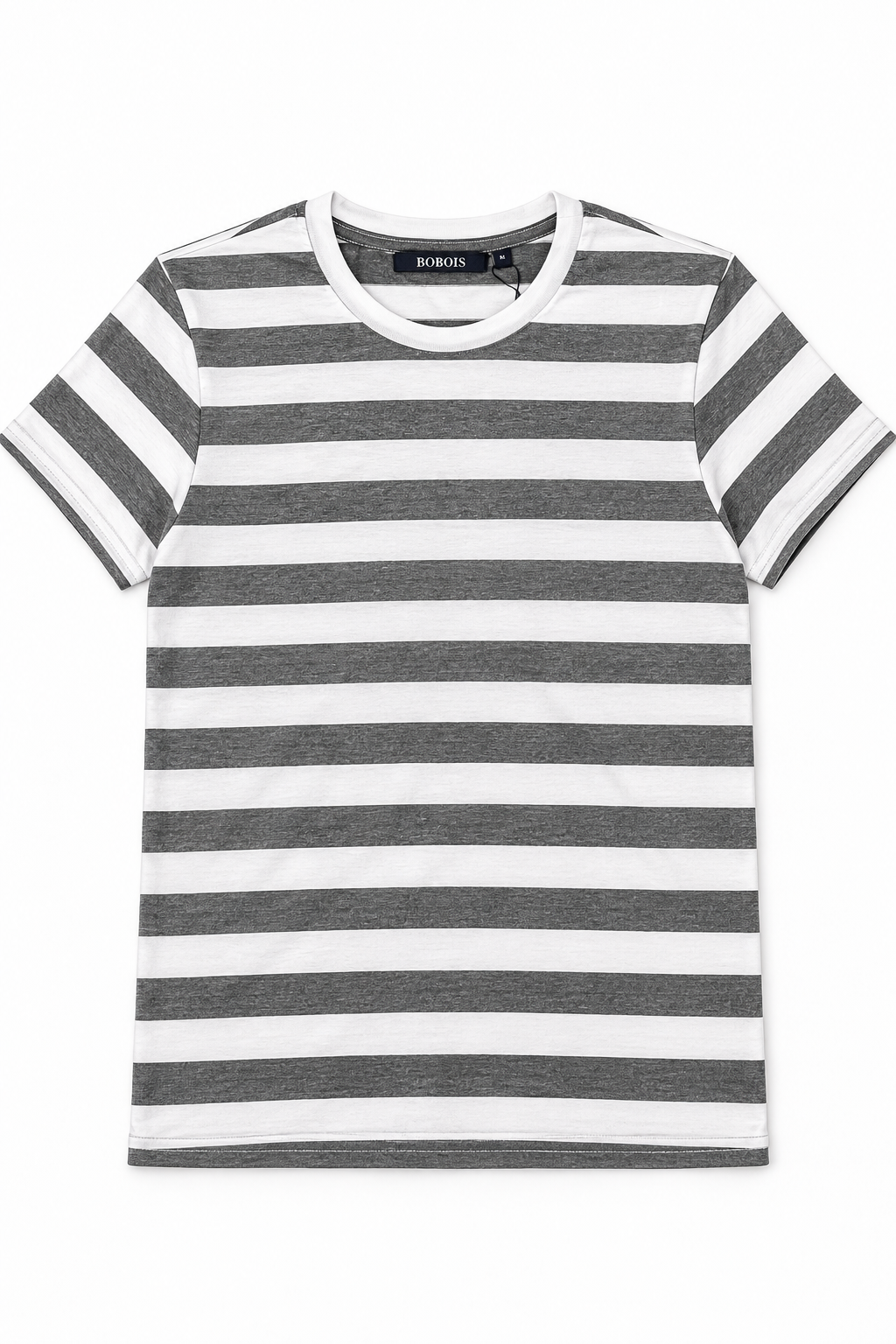 Playeras Para Hombre De Manga Corta Con Estampado De Rayas A41112 Gris
