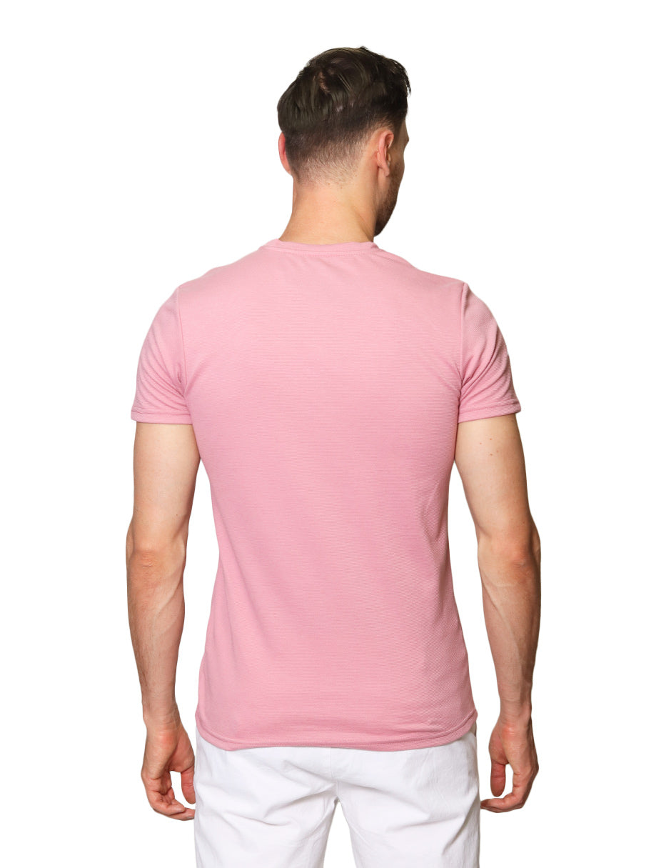 Playeras Para Hombre Manga Larga Cuello Redondo Lisa Rosa A25303 – BOBOIS