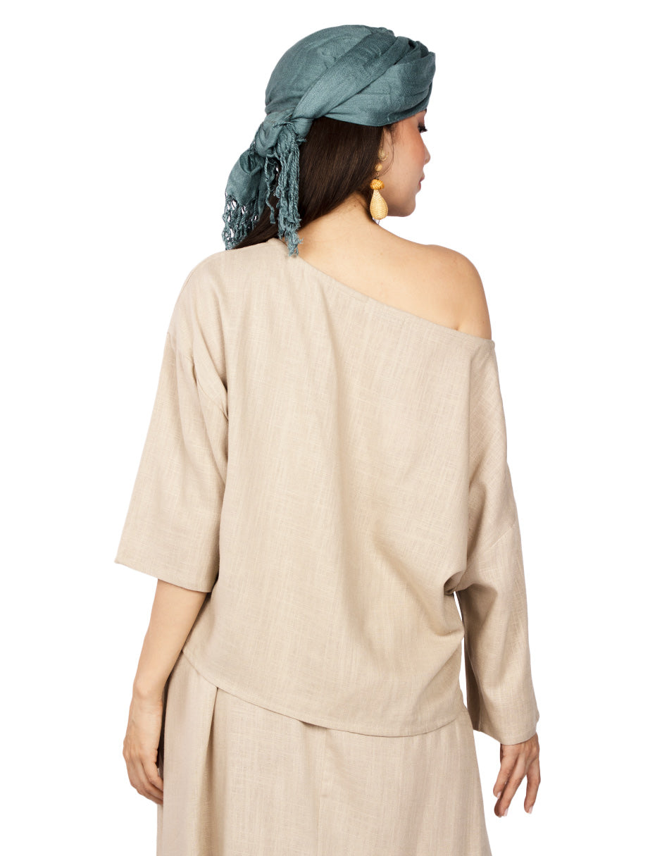 Blusas Para Mujer Oversize Tipo Lino N51141 Arena