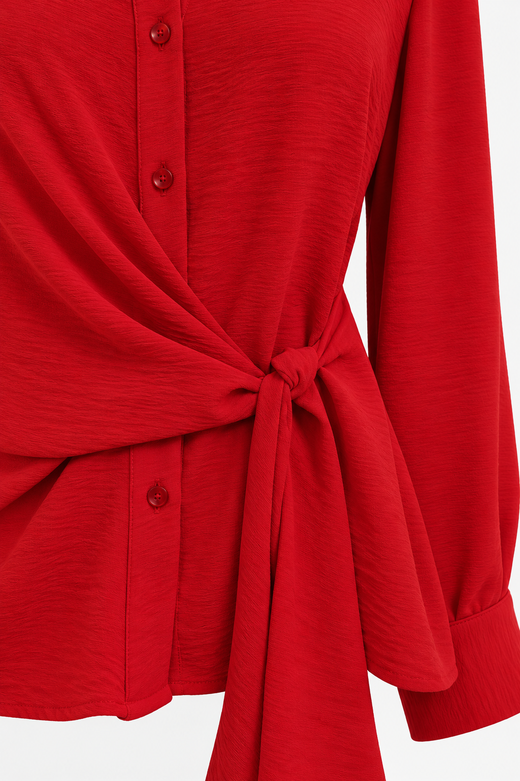 Blusas Para Mujer Tipo Camisa, Botones Frontales Y Diseño Cruzado Con Amarre N63133 Rojo