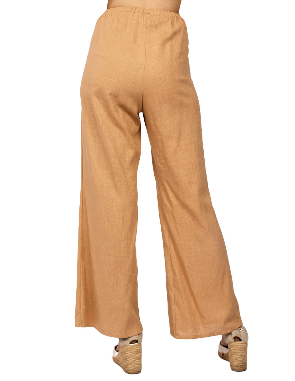 Pantalones Para Mujer Tipo Lino Wide Leg W51116 Camel