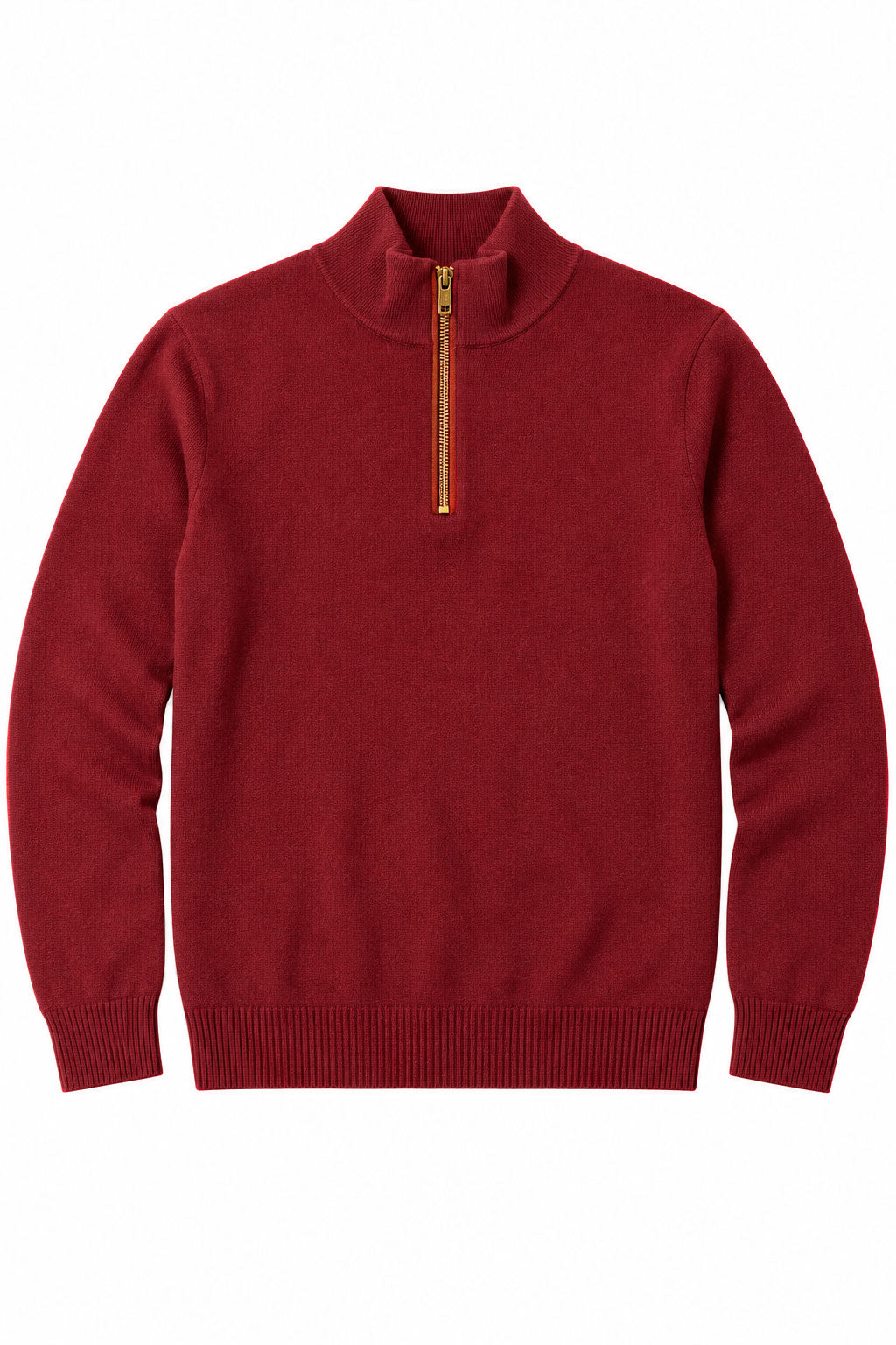 Suéteres Para Hombre Cuello Alto y Cremallera De Punto Fino E65302 Vino