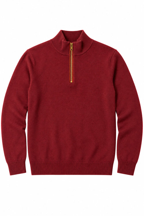 Suéteres Para Hombre Cuello Alto y Cremallera De Punto Fino E65302 Vino