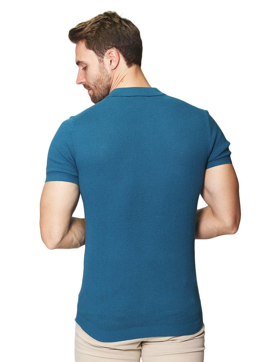 Playeras Polo Para Hombre Tejida Con Textura A41456 Teal